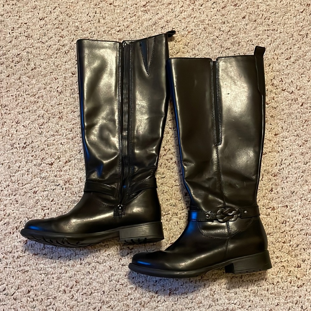 Clarks Plaza Market Black Leather Boots Zipper Women’s 8.5 M (US size)